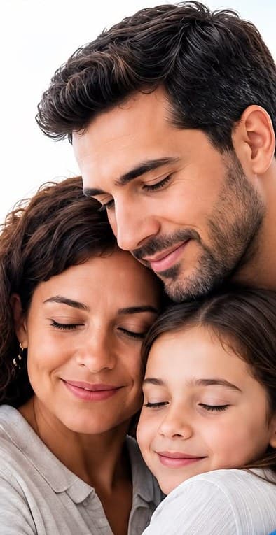 Família abraçada